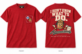 No Game Plan — Short Sleeve Pocket Tee — red — Original Pocket Logo — ARKANSAUCED CLOSET label visible only inside collar; size L sample